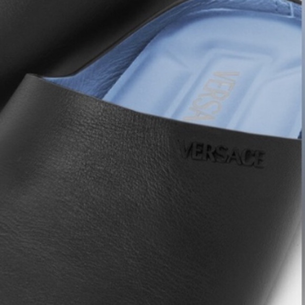 Versace Villa Black Slip-On Slippers/Slides - Picture 2 of 7